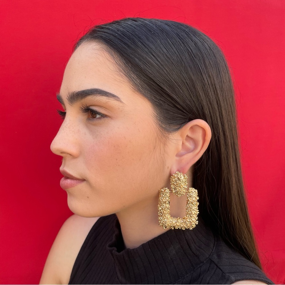 Crystal Gold Square Statement Earrings 🎁 BUNDLE EARRINGS - 3/$55 OR 5/$70 🎁